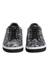 Dolce & Gabbana Gray Leather Leopard Low Top Sneakers Shoes